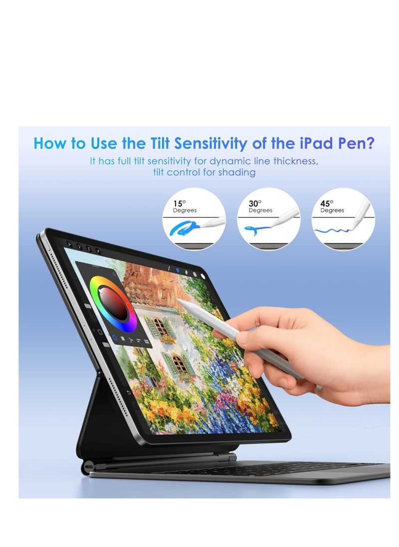 Generic - Stylus Pen for iPad 9th & 10th Generation - Tilt Function & 2X Faster Charging Compatible with 2018-2022 10/9/8/7/6 Air 3/4/5 Mini 5/6 Pro 11"/12.9" by Gamgeek White - Image 1