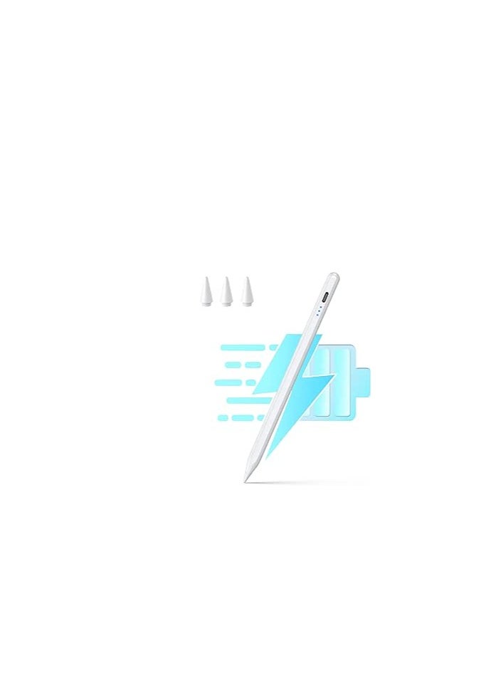 Generic - Stylus Pen for iPad 9th & 10th Generation - Tilt Function & 2X Faster Charging Compatible with 2018-2022 10/9/8/7/6 Air 3/4/5 Mini 5/6 Pro 11"/12.9" by Gamgeek White - Image 1