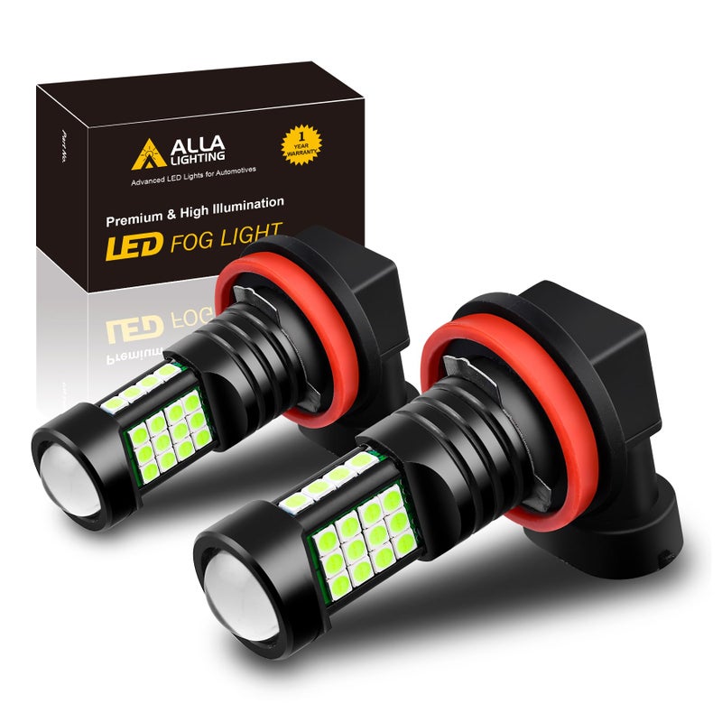 Alla Lighting H8 H11 LED Bulbs Fog Lights or DRL Lamps Replacement 8000K Ice Blue 12V H11LL H8LL H16 for Cars Trucks Xtreme Super Bright 3030 36SMD 12V Upgrade