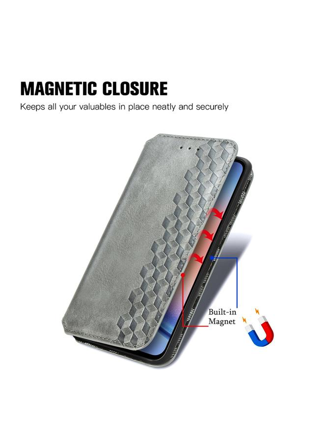 اس-توب جراب لهاتف Samsung Galaxy A35 5G جراب هاتف جلدي مغناطيسي مضغوط بشبكة مكعبة - Image 5