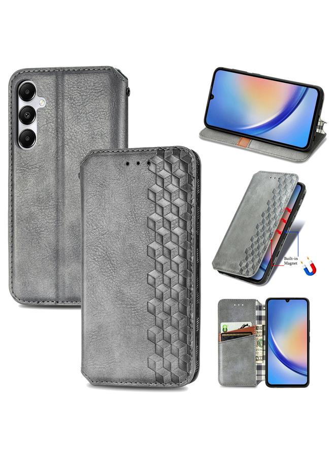 اس-توب جراب لهاتف Samsung Galaxy A35 5G جراب هاتف جلدي مغناطيسي مضغوط بشبكة مكعبة - Image 1