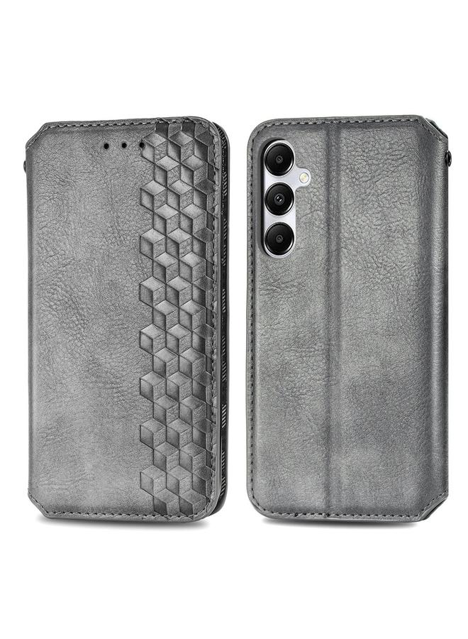 اس-توب جراب لهاتف Samsung Galaxy A35 5G جراب هاتف جلدي مغناطيسي مضغوط بشبكة مكعبة - Image 2