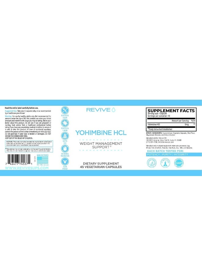 revive Yohimbine HCL - 45 Vegetarian Capsules - Image 2