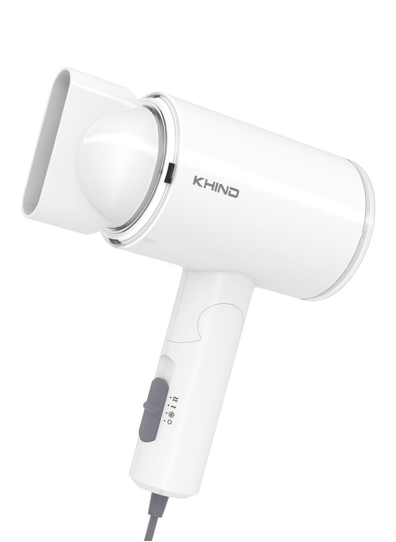 KHIND KHIND Compact 1000W Hair Dryer with 2 Heat Speeds & 1 Cool Shot Settings, Narrow Nozzle Airflow For Quick Drying, Honeycomb Inlet and Travel Friendly Foldable Design (HD1002), 2 Year Warranty  - Image 1