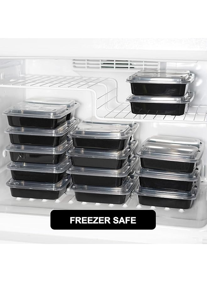 البيادر حاويات تحضير الوجبات [عبوة من 50] حجرة واحدة مع أغطية، حاويات تخزين طعام، صندوق بينتو، خالية من مادة BPA، قابلة للتكديس، آمنة للاستخدام في الميكروويف/غسالة الأطباق/الفريزر (32 أونصة) - Image 3