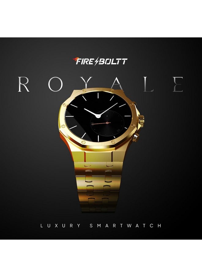 Fire-Boltt - Fire-Boltt Royale Luxury Stainless Steel Smart Watch 1.43” AMOLED Display, Always On Display, 750 NITS Peak Brightness 466 * 466 px Resolution. Bluetooth Calling, IP67, 75Hz Refresh Rate (Gold) - Image 1
