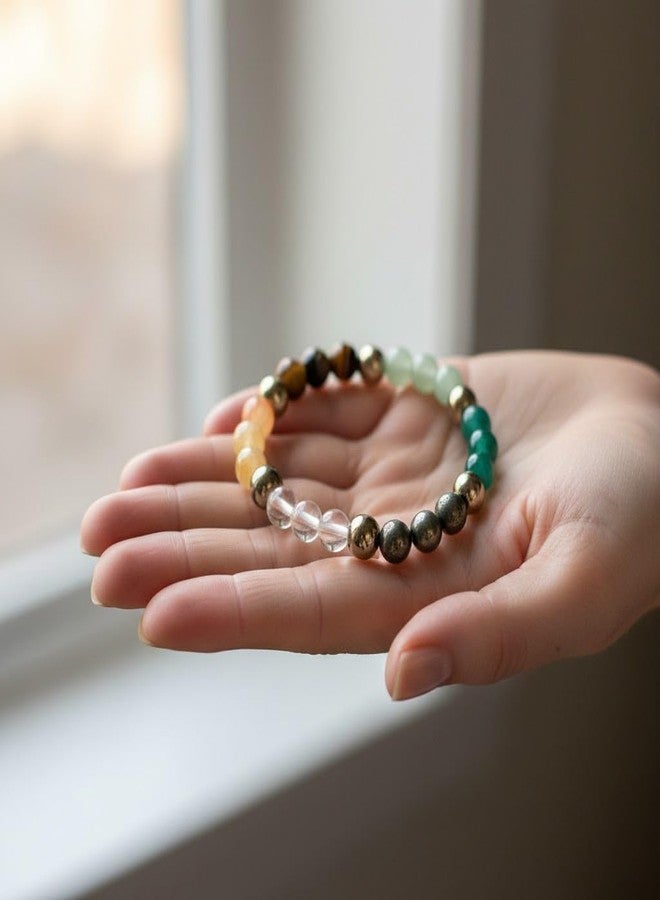 Satvik Elegant Money Magnet Bracelet | Dhan Yog Bracelet Pyrite, Citrine, Green Aventurine, Tiger Eye and Hematite | Attracts prosperity, success, and financial opportunities Encourages clarity, focus, and a positive money mindset - Image 3