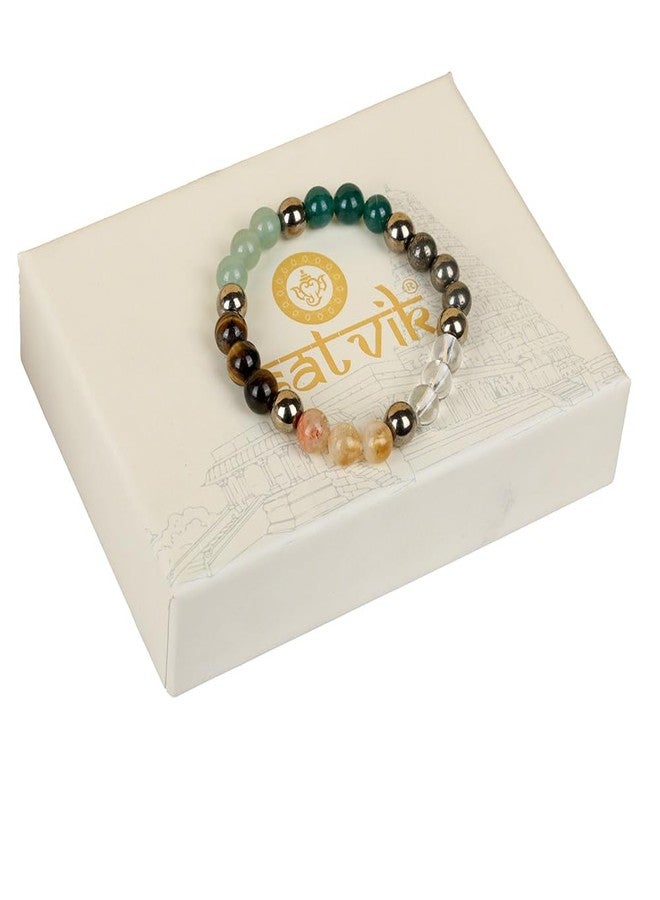 Satvik Elegant Money Magnet Bracelet | Dhan Yog Bracelet Pyrite, Citrine, Green Aventurine, Tiger Eye and Hematite | Attracts prosperity, success, and financial opportunities Encourages clarity, focus, and a positive money mindset - Image 4