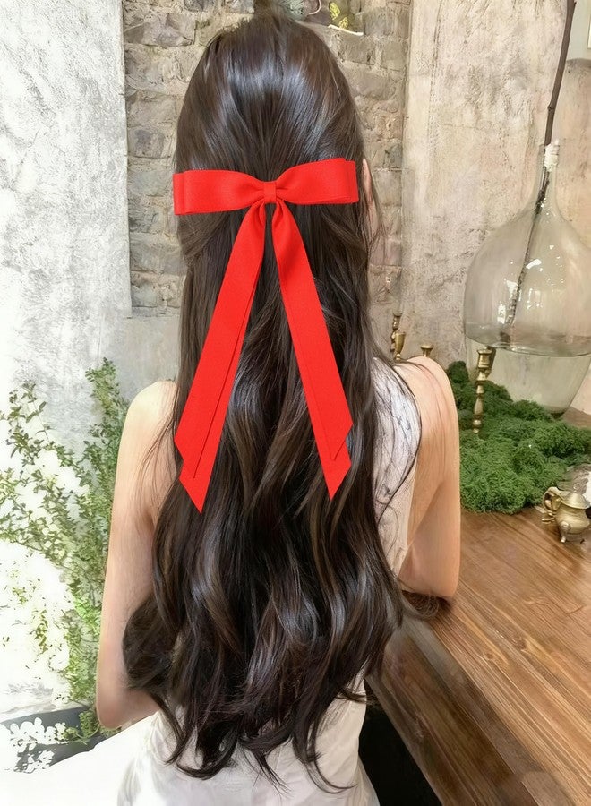 Dladhict Hair Bows for Girls & Women, Satin Hair Ribbon Clips, Black Red Hair Bow, 2PCS Elegant Hair Accessories Barrettes for Women Girls Daily Party Christmas Wedding Prom - Image 4