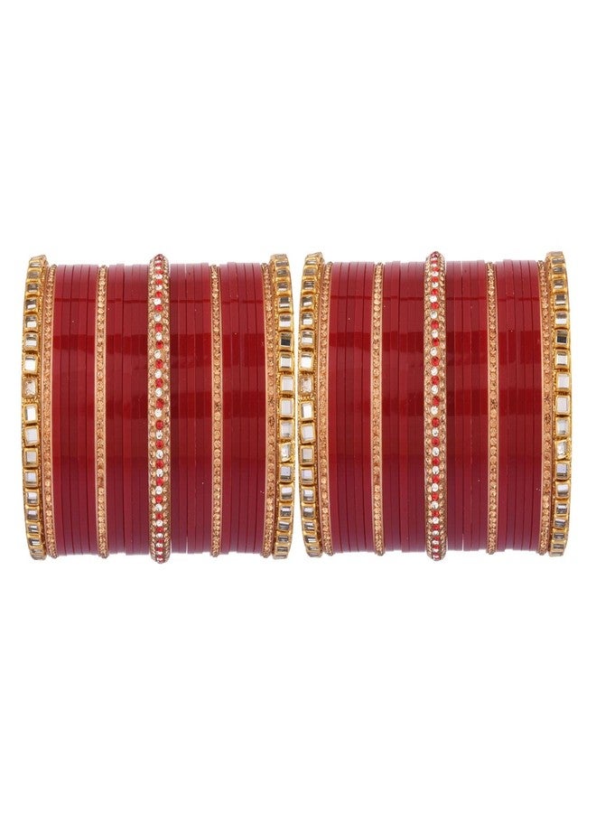 Efulgenz Red Indian Bridal Chura Bangle Set - Red Chura Bangles Wedding Chuda Bracelet Fashion Jewelry - Image 1
