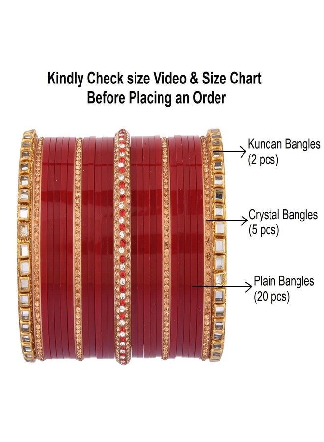 Efulgenz Red Indian Bridal Chura Bangle Set - Red Chura Bangles Wedding Chuda Bracelet Fashion Jewelry - Image 5