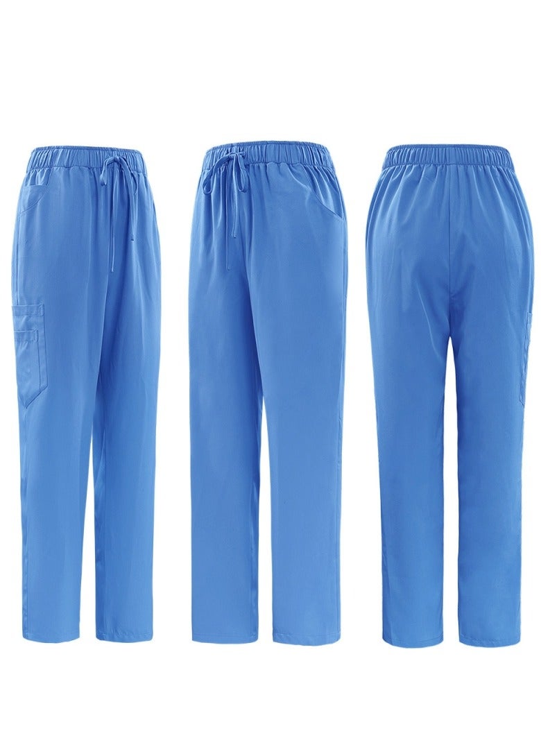 Loquat Womens Medical Uniform Scrubs 2 Piece Set V-Neck Top and Elastic Waist Straight Pants Suit Sky Blue - Image 2