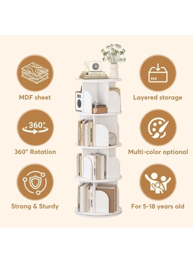 SHEIDLIN 360° Rotating Bookshelf, Large Capacity Bookcase with Anti-Fall Baffles, Space-Saving Corner Storage Rack, Suitable for Bedroom, Living Room, Study Room, and Office - Image 4