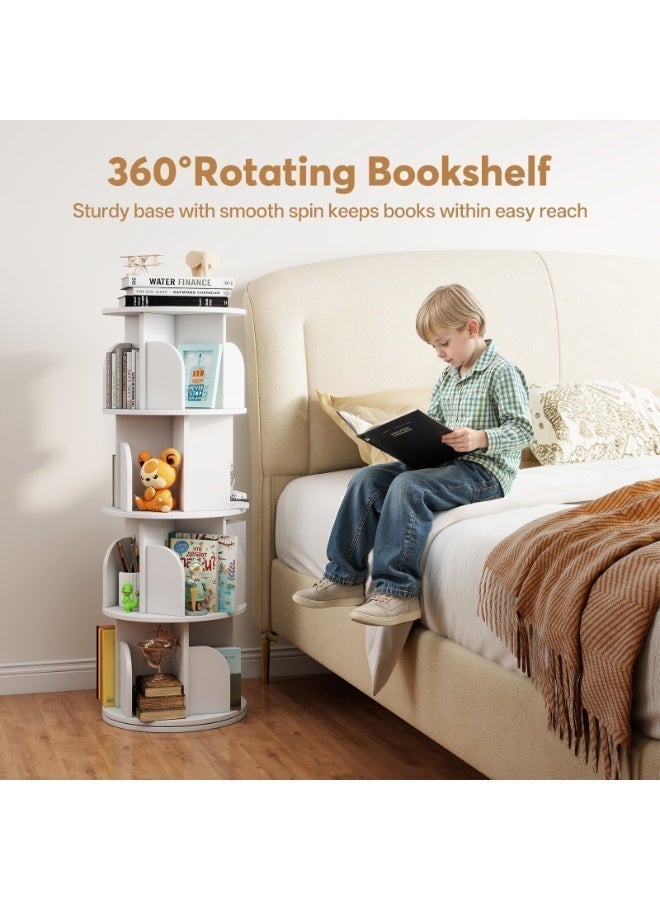 SHEIDLIN 360° Rotating Bookshelf, Large Capacity Bookcase with Anti-Fall Baffles, Space-Saving Corner Storage Rack, Suitable for Bedroom, Living Room, Study Room, and Office - Image 5
