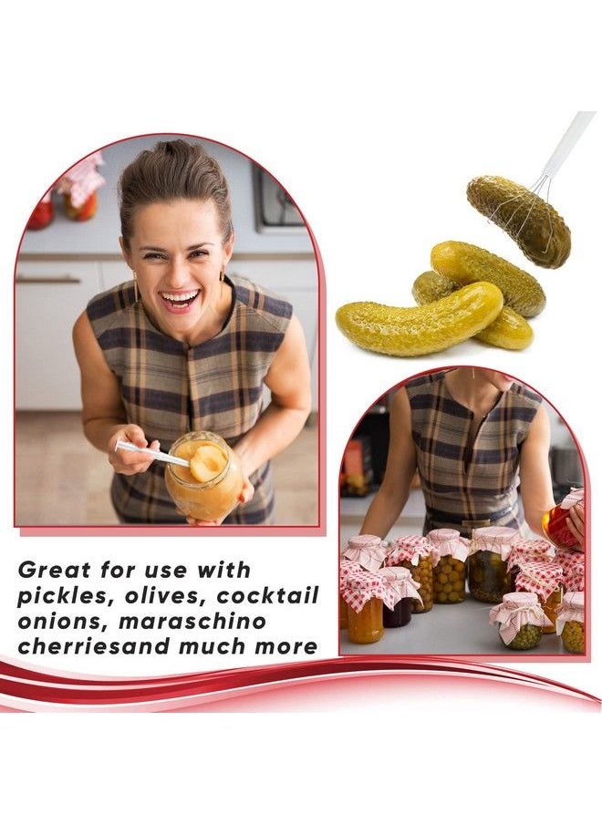 meekoo - Set Of 4 Pickle Picker Stainless Steel And Plastic Pickle Pincher 8 Inch Deluxe Pickle Grabber Tool Pickle Jar Fork For Kitchen Food Olive Pepper White - Image 1