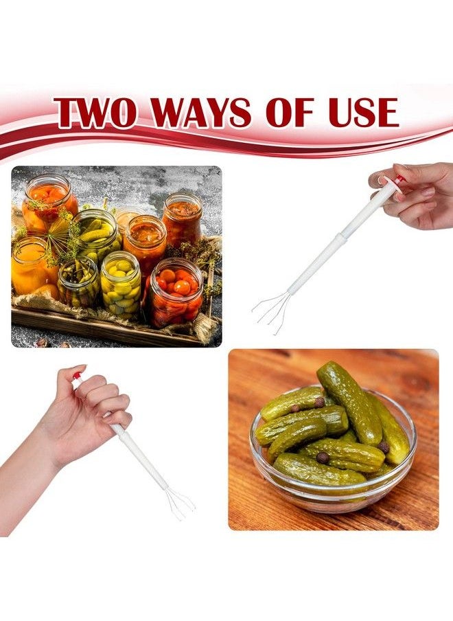 meekoo - Set Of 4 Pickle Picker Stainless Steel And Plastic Pickle Pincher 8 Inch Deluxe Pickle Grabber Tool Pickle Jar Fork For Kitchen Food Olive Pepper White - Image 1