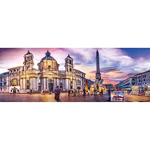 Trefl Panorama Piazza Navona Rome 500 Piece Jigsaw Puzzle Red 26x9 Print DIY Puzzle Creative Fun Classic Puzzle for Adults and Children from 10 Years Old - Image 5