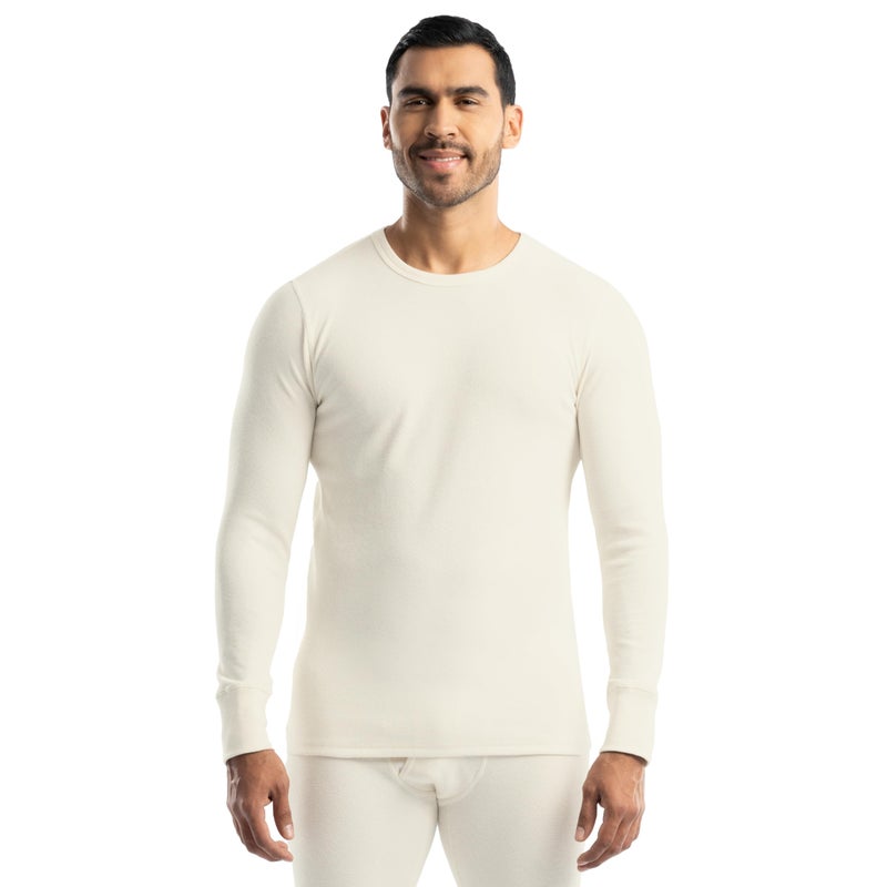 Realtree Men's Heavyweight Cotton Polyester Long Sleeve Thermal Underwear Top, Ivory, X-Large - Image 1