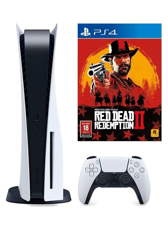 Sony PlayStation 5 Console Disc Version With Controller And Red Dead Redemption 2 Ps4 Ksa Version - Image 1