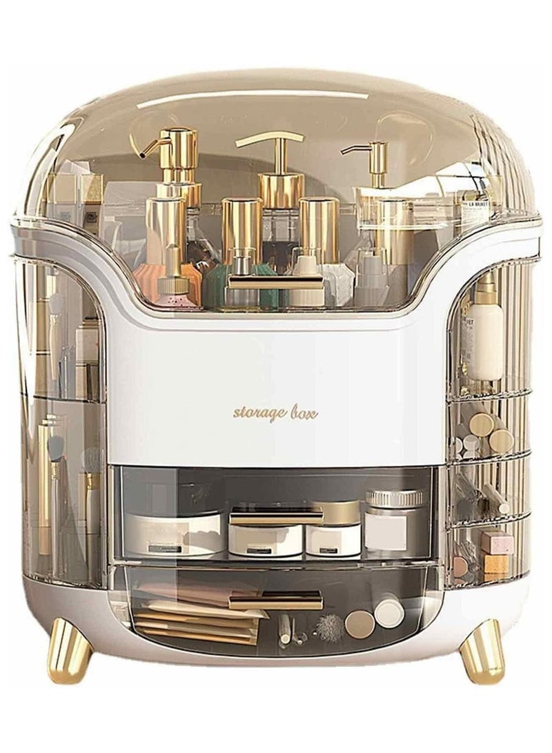 منظم تخزين مكياج كبير للعناية بالبشرة ومستحضرات التجميل مع غطاء أحمر الشفاه وغطاء شفاف وصندوق مكياج لغرفة النوم والحمام - Image 1