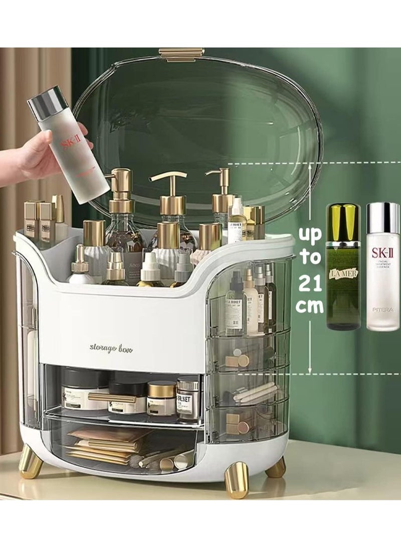 منظم تخزين مكياج كبير للعناية بالبشرة ومستحضرات التجميل مع غطاء أحمر الشفاه وغطاء شفاف وصندوق مكياج لغرفة النوم والحمام - Image 2