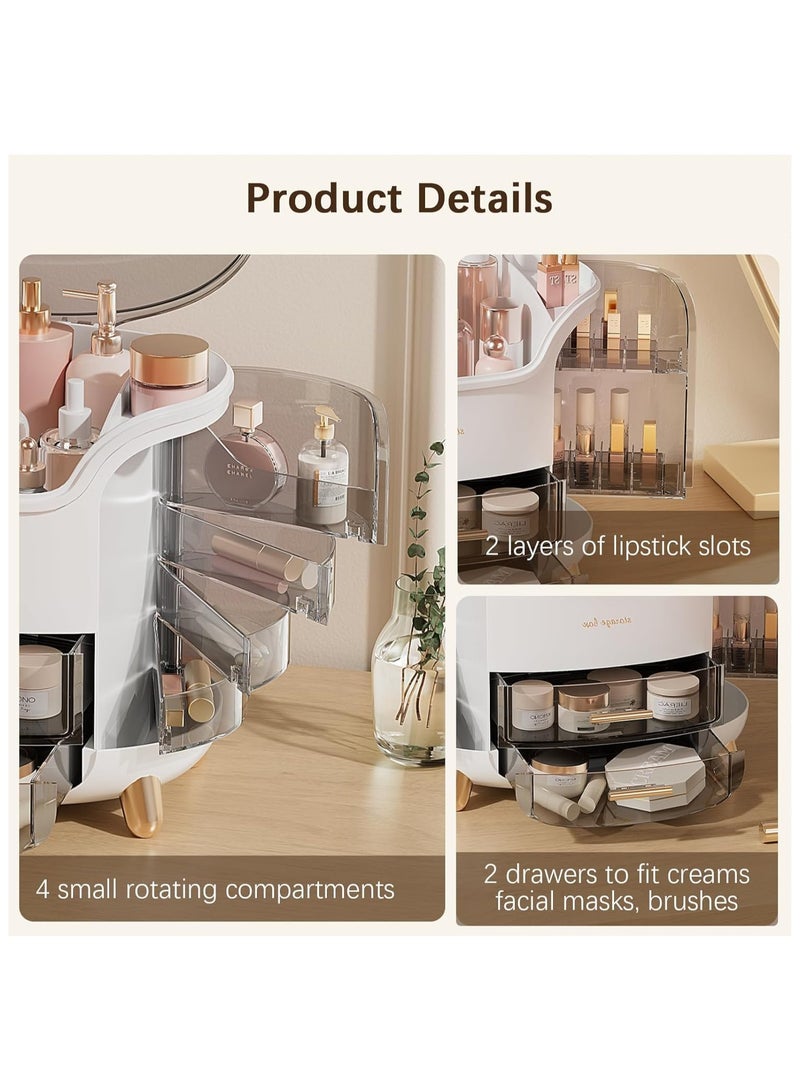 منظم تخزين مكياج كبير للعناية بالبشرة ومستحضرات التجميل مع غطاء أحمر الشفاه وغطاء شفاف وصندوق مكياج لغرفة النوم والحمام - Image 4