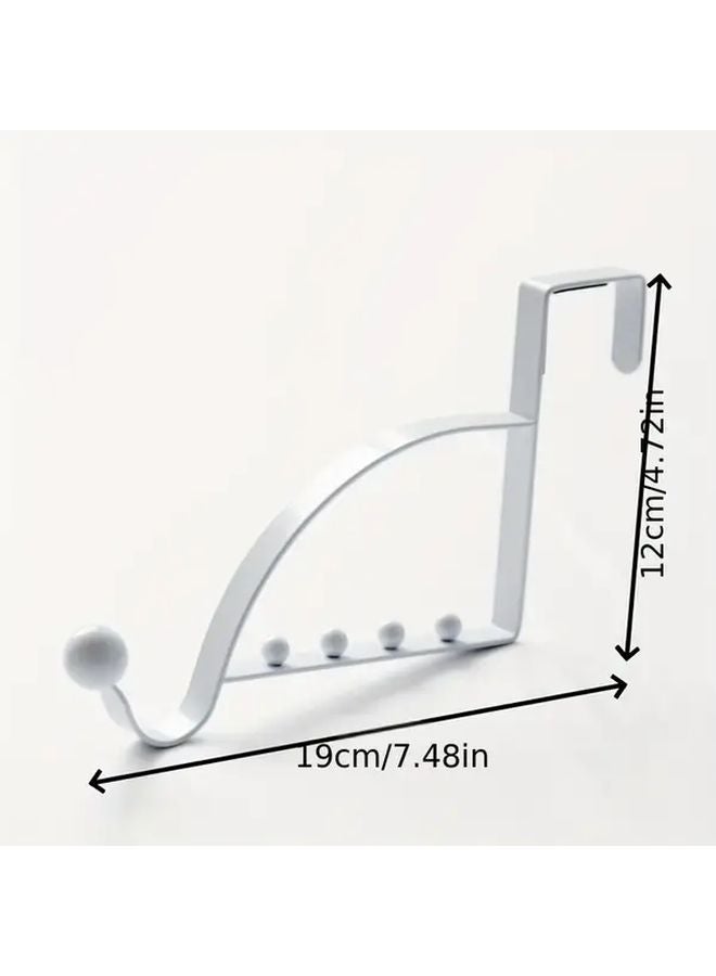 White Heavy Duty Metal Over The Door Hooks 4pcs Curved Space Saving Organizer For Coats Towels Bags Easy Install No Tools - Image 3