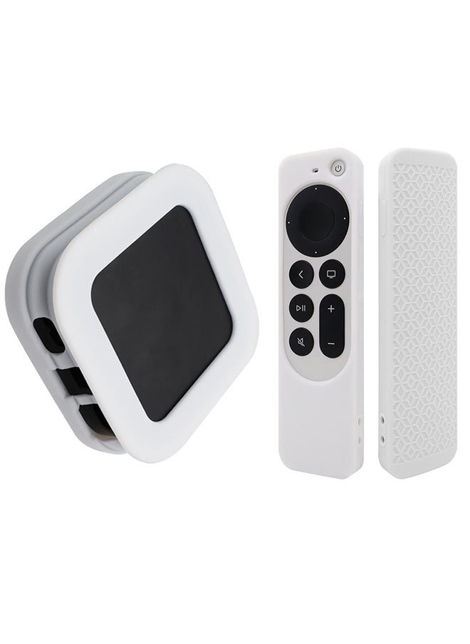 O Ozone Silicone Case for 2022 Apple TV 4K Wi-Fi TV Box Remote Cover, Foldable Soft Silicone Remote Sleeves with TV Box Case Skin -White 