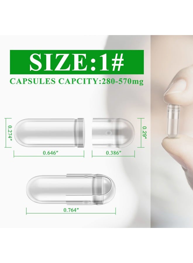 wananfu Size 1 Empty Capsules Vegetarian (100 Count) Bundle with Micro Lab Spoon, Clear Fillable Veggie Pill Capsules Size 1 for Making Your Own Supplements - Image 5