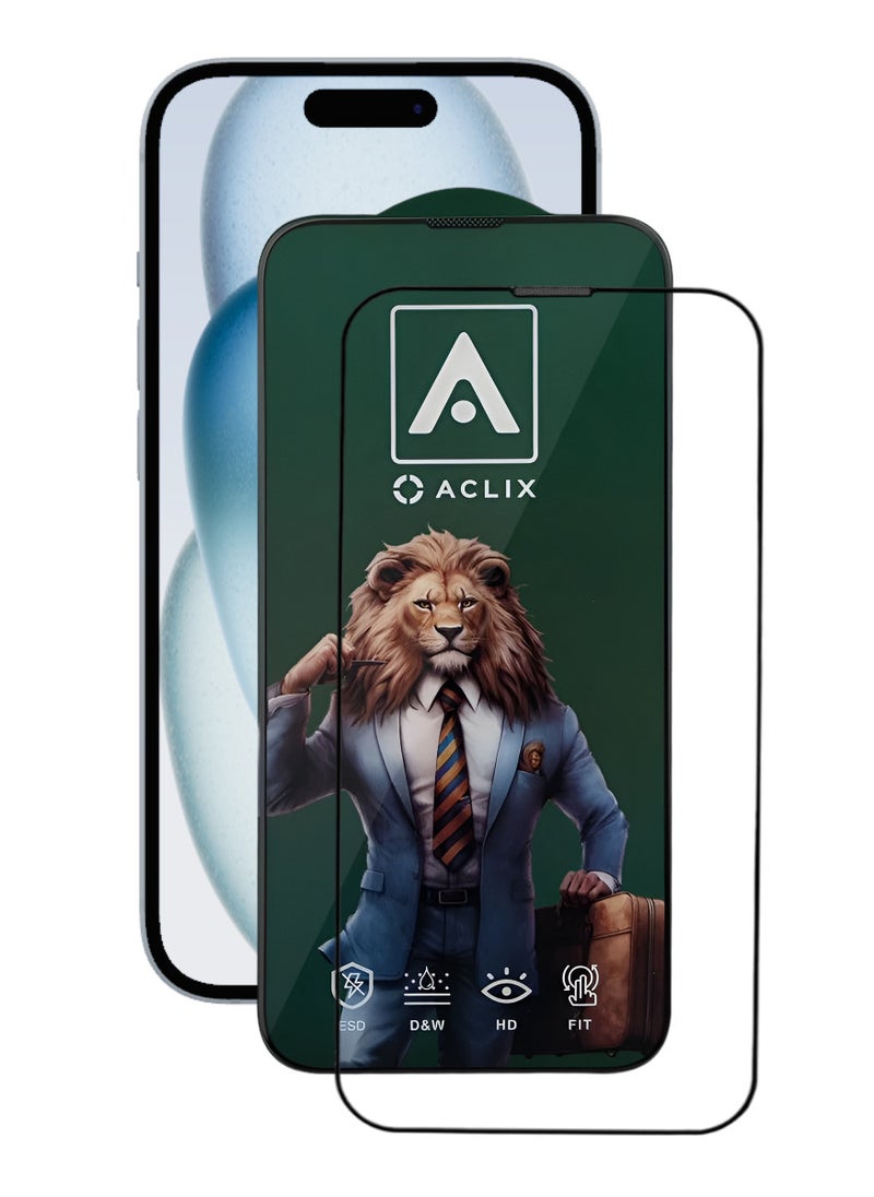 ACLIX Antistatic ESD Dustproof Premium Quality High Definition Tempered Glass Screen Protector Designed For  iPhone 15 Plus - Image 1