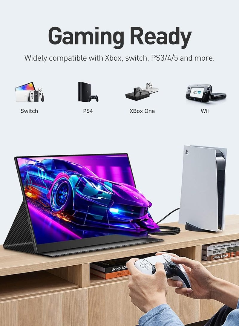 2.5K Portable Monitor, 16" Portable Monitor for Laptop 2560x1600 QHD USB-C&HDMI External FreeSync Laptop Monitor Gaming Screen Ultra Slim IPS Speaker for Laptop Mac Phone Xbox Game Monitor - Image 3