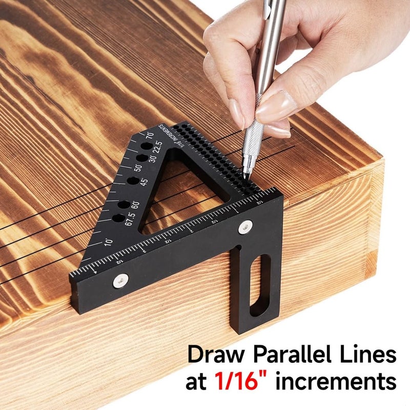 Precision Woodworking Square Ruler Set 3D Measuring Tool with Marking Pencil Angle Pin for 0 90 Degree Layout Work - Image 5