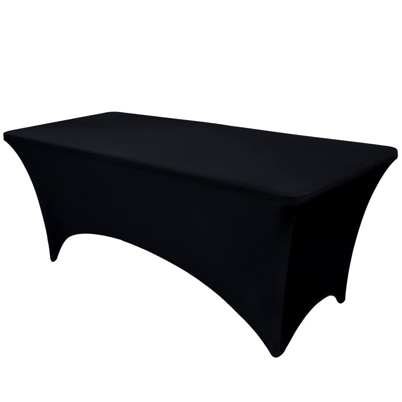 OutdoorLines OutdoorLines Fitted Tablecloth Black Table Clothes for 4 Foot Rectangle Table  Elastic Spandex Massage Bed Cover Stretch Wrinkle Free Linens for Party Wedding Birthday Banquet Vendor 