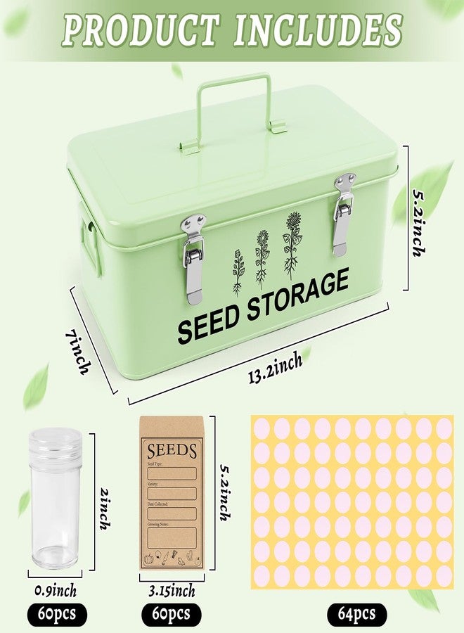 RGJ 60 Slots Seed Storage Organizer, Metal Seed Saving Box with Lid and Safety Locks, Seed Bin Seed Storage Container with 20 Seed Envelopes and 20 Labels, 3 Compartments, Perfect for Flower Plants Garden - Image 2