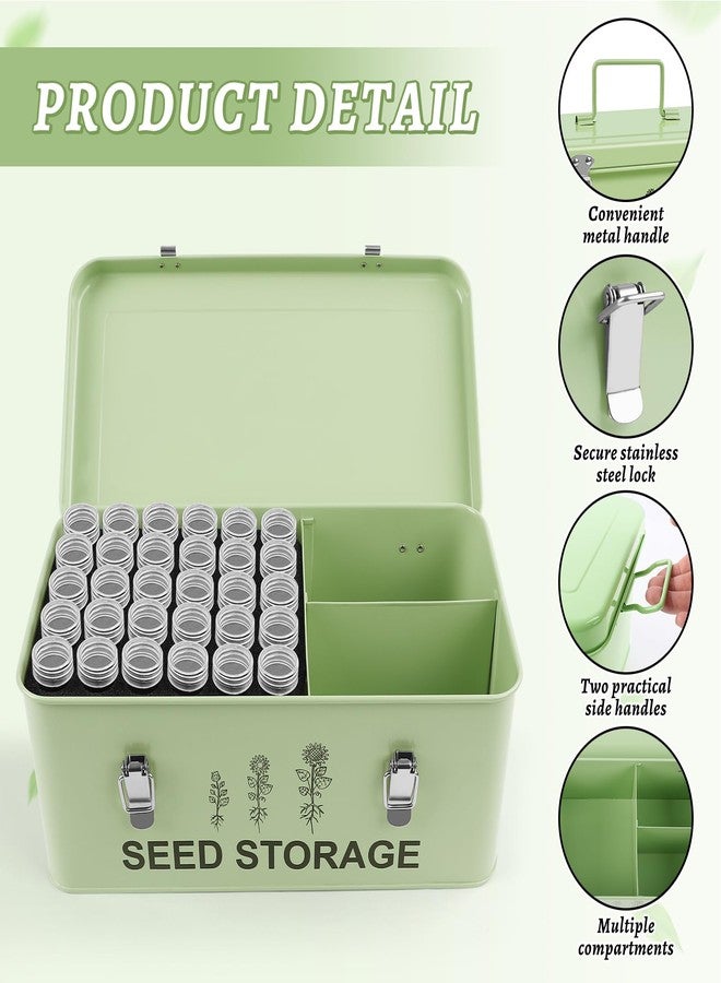 RGJ 60 Slots Seed Storage Organizer, Metal Seed Saving Box with Lid and Safety Locks, Seed Bin Seed Storage Container with 20 Seed Envelopes and 20 Labels, 3 Compartments, Perfect for Flower Plants Garden - Image 3