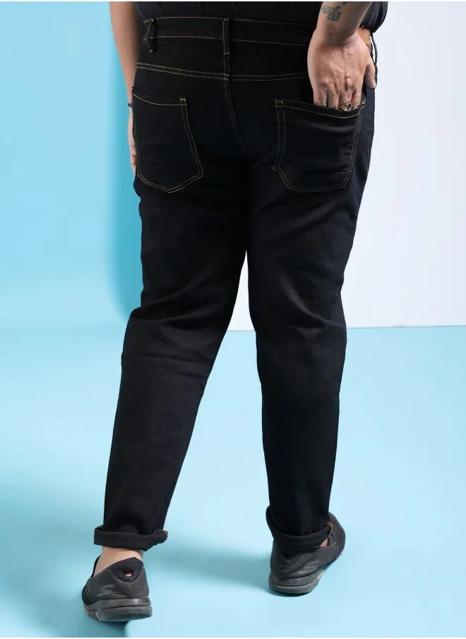 هاردسودا Men Plus Size Slim Fit Solid Mid-Rise Stretchable Jeans