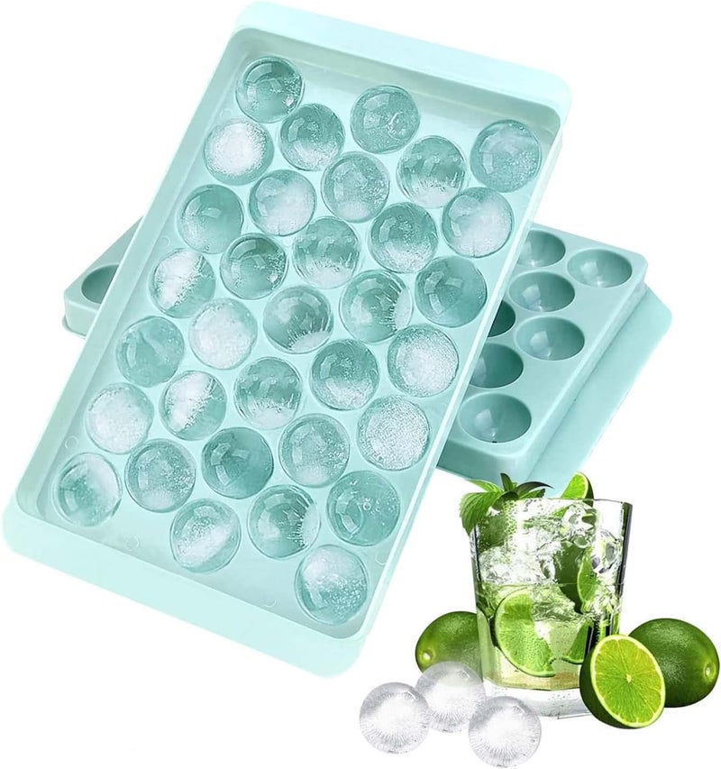 KRUPAVI Ice Cube Tray with Lid Round Ice Ball Maker Plastic Ice TraysBox for Freezer Best Uses for Whiskey Cocktails Square Ice Tray with 33 Grid 1Pcs Multi Color - Image 1