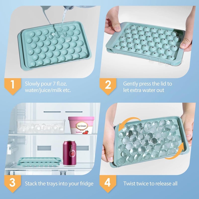 KRUPAVI Ice Cube Tray with Lid Round Ice Ball Maker Plastic Ice TraysBox for Freezer Best Uses for Whiskey Cocktails Square Ice Tray with 33 Grid 1Pcs Multi Color - Image 3