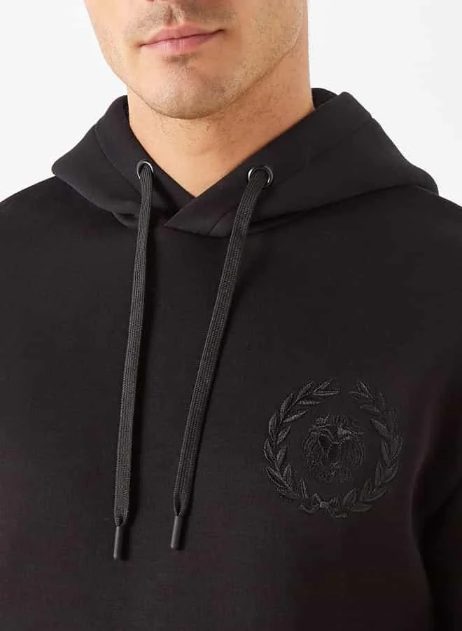 Emperor Emperor Embroidered Hoodie with Long Sleeves