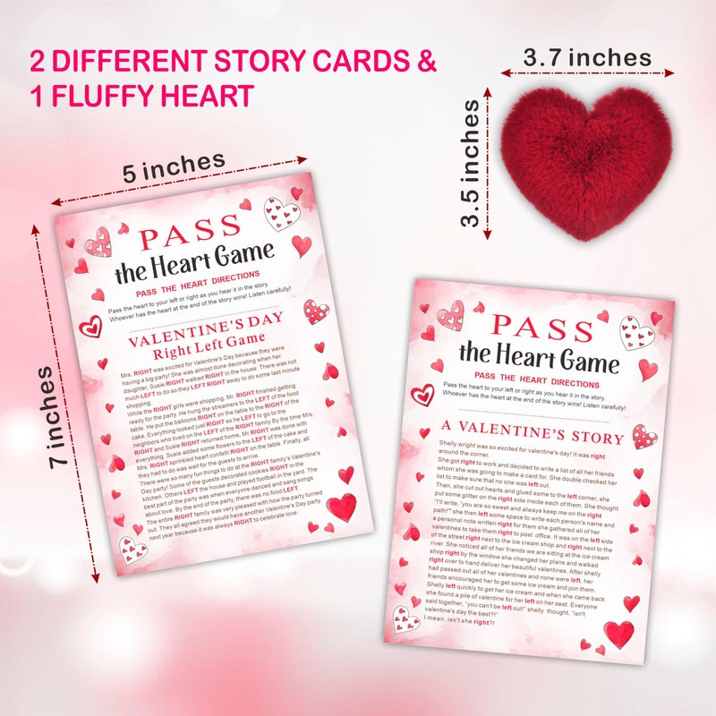 NYCTUG Valentine's Day Pass The Heart Game, 2 Left Right Story & A Fluffy Heart, Valentine's Day Party Games & Supplies - A02 - Image 2