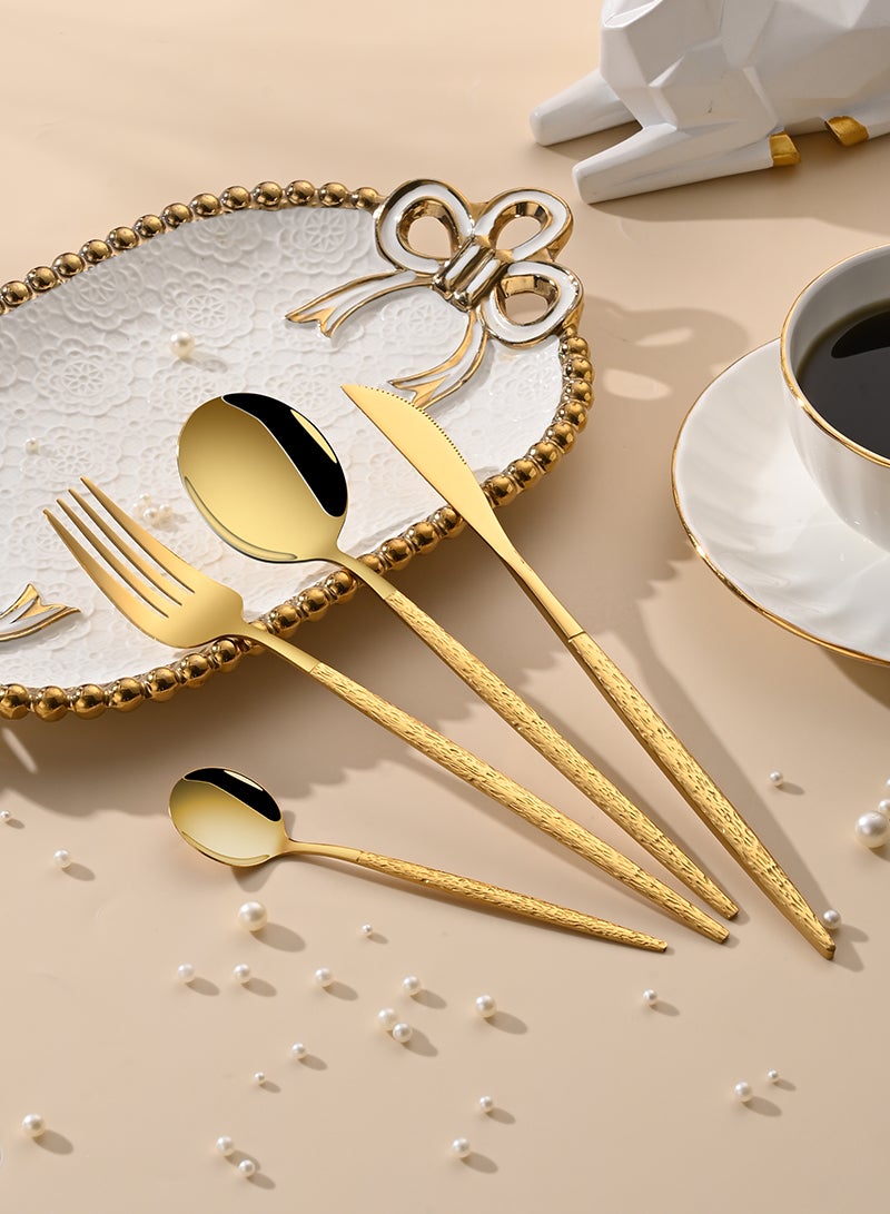 Sunhome SUNHOME 24-Piece Stainless Steel Cutlery Set Kitchen Utensil Set Western Tableware Suitable For Home Kitchen Restaurant Hotel Party Dining Picnic Dining Exquisite Packaging Gift Gold - Image 5