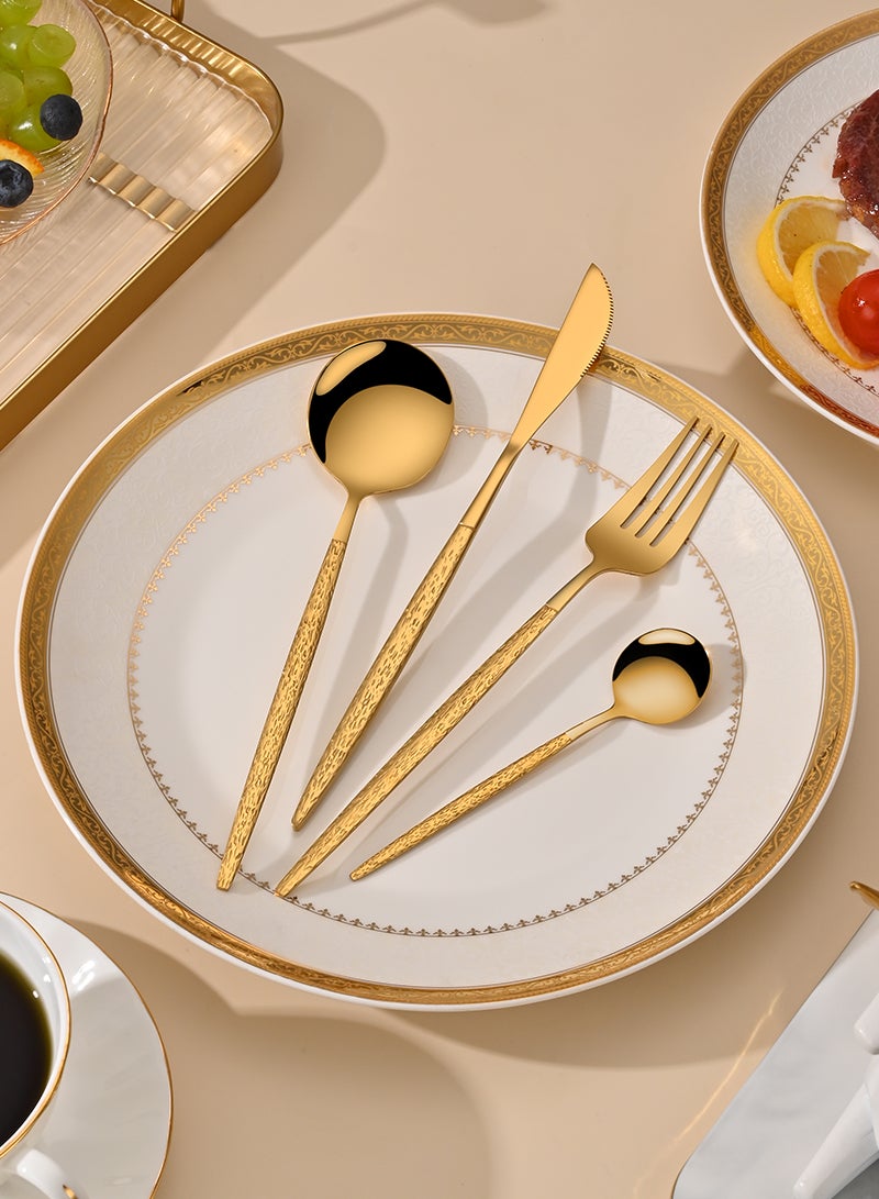 Sunhome SUNHOME 24-Piece Stainless Steel Cutlery Set Kitchen Utensil Set Western Tableware Suitable For Home Kitchen Restaurant Hotel Party Dining Picnic Dining Exquisite Packaging Gift Gold - Image 3