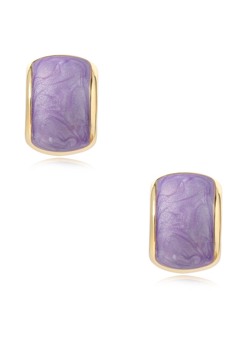 QUAINT Purple Iris Enamel Stud Earrings - Image 1