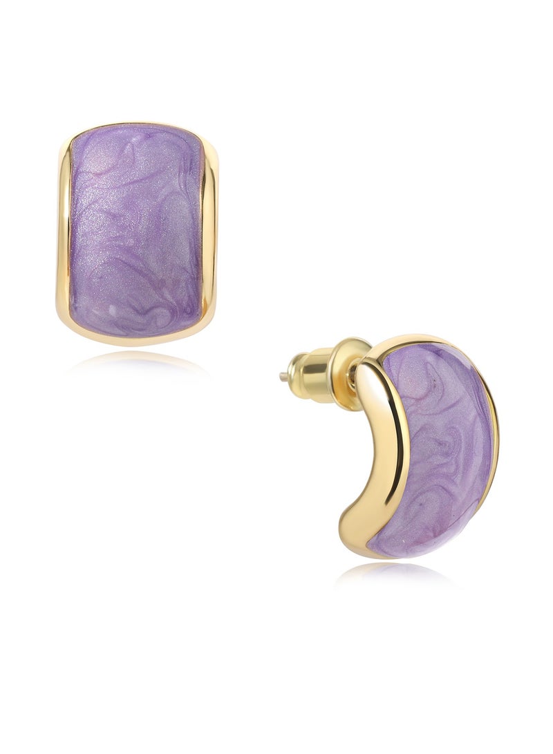QUAINT Purple Iris Enamel Stud Earrings - Image 2