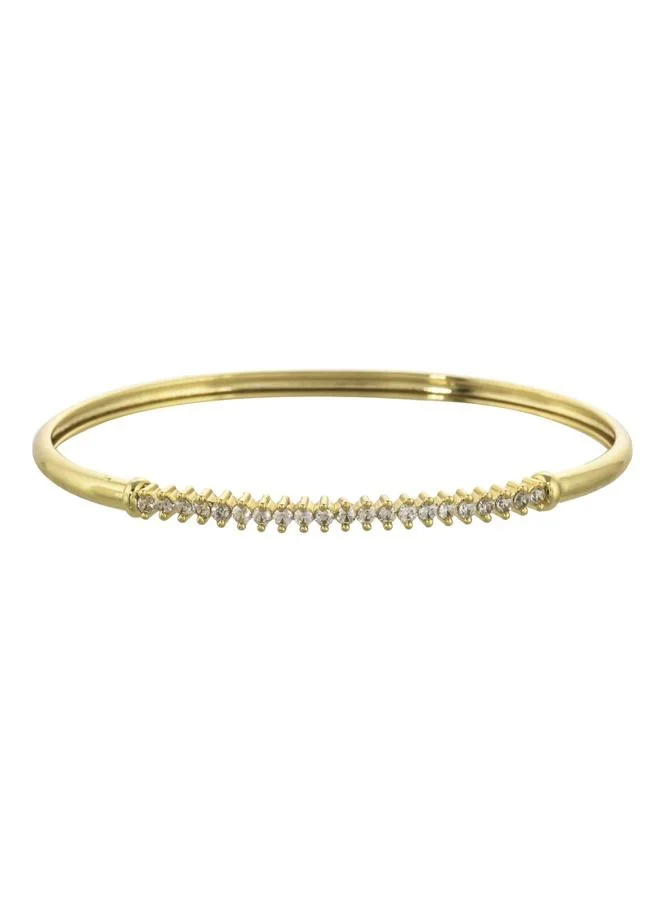 Voylla Sparkling Elegance Round Cut CZ Adorned Gold Plated Brass Bracelet