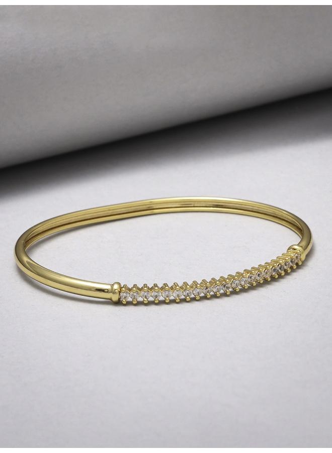 VOYLLA Sparkling Elegance Round Cut CZ Adorned Gold Plated Brass Bracelet - Image 1