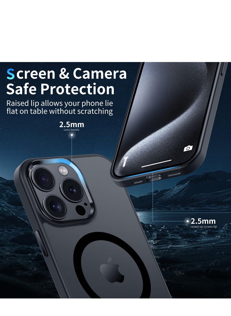 INFOSUN - iPhone 15 Pro MagSafe Case Cover Slim thin Anti-Yellow Shockproof Protection Hard Scratch-Resistant Back Grade Clear Case for Apple iPhone 15 Pro 6.1 inch - Black - Image 1