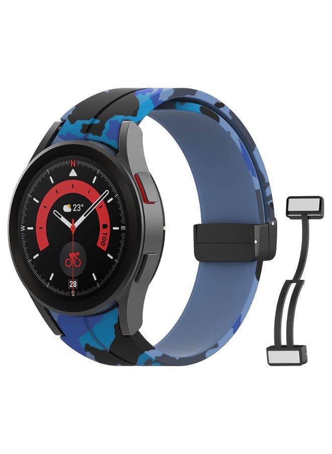 Magnetic Band for Samsung Galaxy Watch 6 Classic 47mm 43mm/5 Pro 45mm/Watch 7 FE 6 5 4 44mm 40mm/4 Classic 46mm 42mm,Silicone Strap for Samsung Watch 5 Pro 45mm,No Gap Buckle