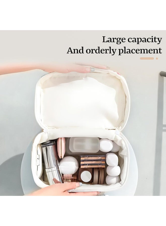 Arabest Cherry Makeup Bag, Cotton Set Quilted Makeup Bag For Women Girls, Large Capacity Cute Cherry Cosmetic Pouch Bag Toiletries Bag (Cherry One Set) - Image 2