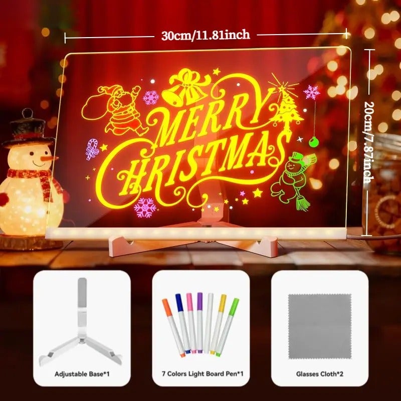 Kids' Acrylic Dry Erase Drawing Board with Stand, Rechargeable LED Light-Up Features - Perfect Gift for Learning - Image 1